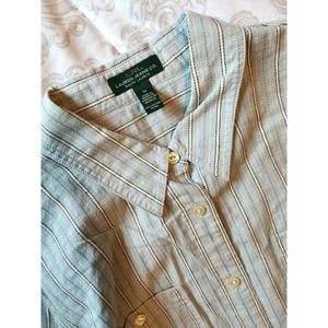 LRL Lauren Jeans Co. light blue striped button down sz 1x double pockets